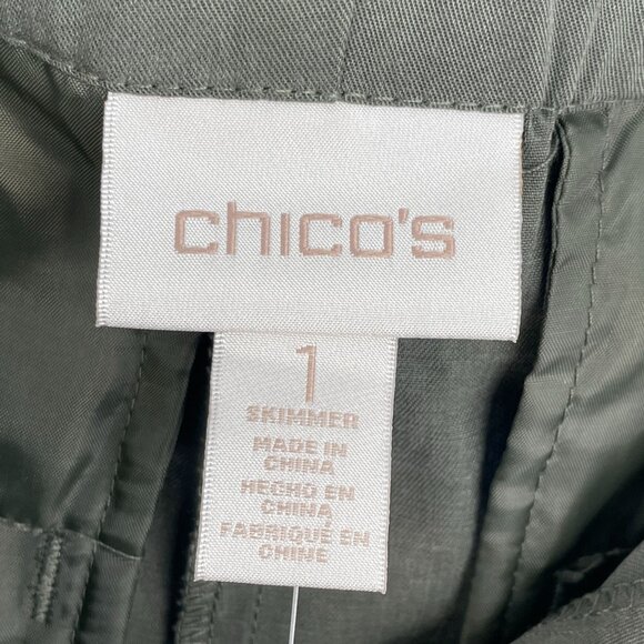 NEW Chicos Womens Medium Soft Tencel Skimmer Pants Fashion Evergreen Pleated - Picture 3 of 9